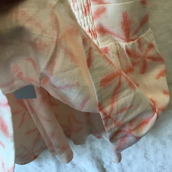 Loft Coral Cream Star Tie Dye Peplum Cami - Picture 10 of 13